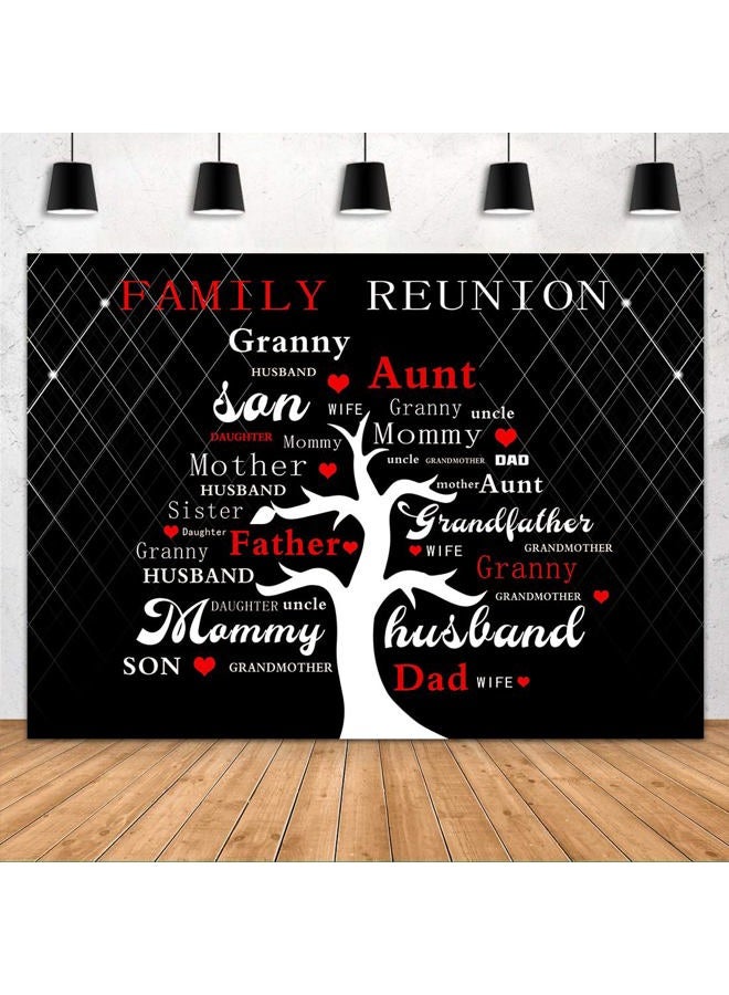 FHZON Family Reunion Backdrop for Family Reunion Decorations Trendy Shiny Striped Style Red Black Family Party Member Custom 7x6ft PTBZSFH166 - Image 1