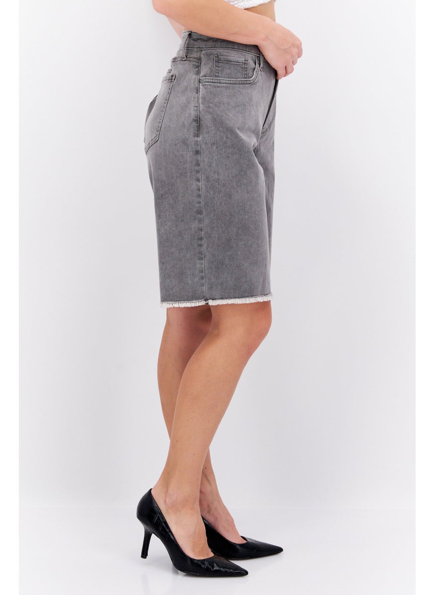 NYDJ - Women Dark Washed Denim Shorts, Gray - Image 1