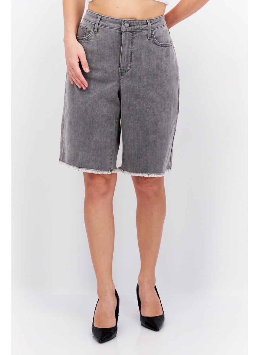 NYDJ - Women Dark Washed Denim Shorts, Gray - Image 1