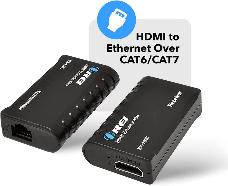 OREI 1080p HDMI Extender Over Ethernet up to 131 Feet - 1080@60Hz HDMI 1.4 HDCP 1.4, Over CAT6/7 Cable- Power Over Cable (EX-130C) - Image 2