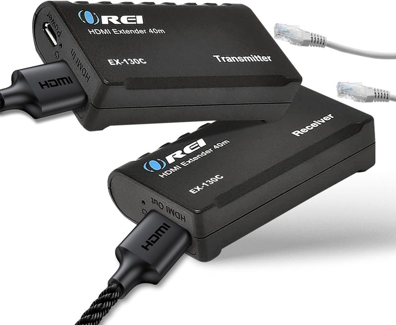 OREI 1080p HDMI Extender Over Ethernet up to 131 Feet - 1080@60Hz HDMI 1.4 HDCP 1.4, Over CAT6/7 Cable- Power Over Cable (EX-130C) - Image 1