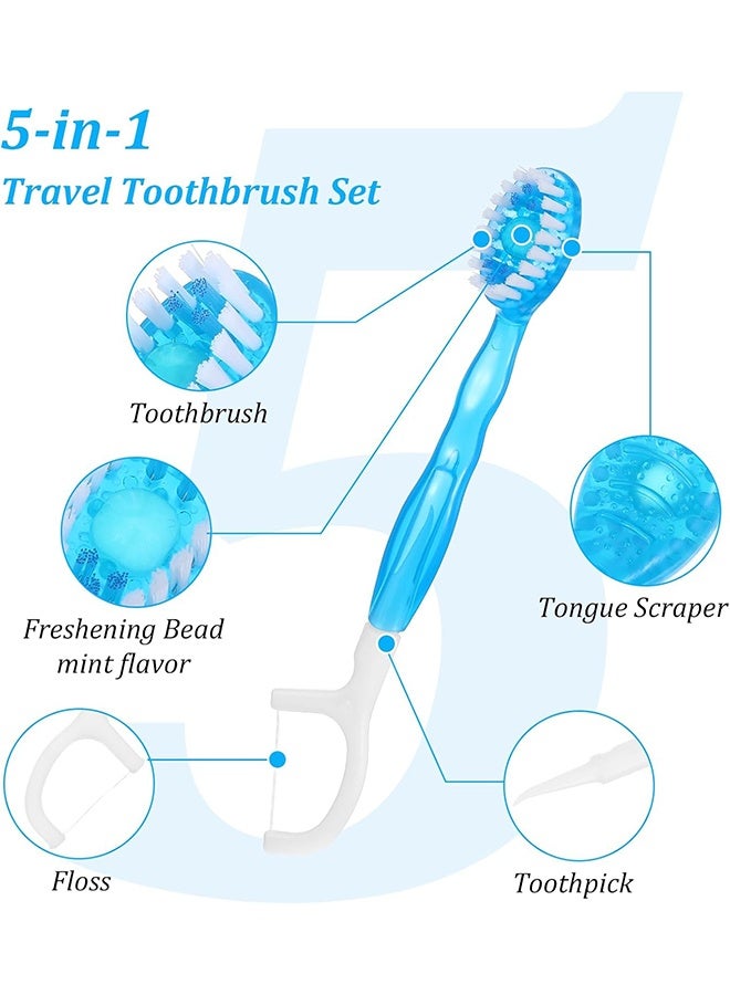 واي جيه 10 قطع 5 في 1 نعناع فرشاة الأسنان السفر فرشاة الأسنان العناية بالفم مع خيط اللسان فرشاة الأسنان خيط الأسنان فرشاة الأسنان الداخلية مع معجون الأسنان، معجون خيط الأسنان - Image 3