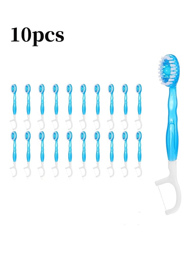 واي جيه 10 قطع 5 في 1 نعناع فرشاة الأسنان السفر فرشاة الأسنان العناية بالفم مع خيط اللسان فرشاة الأسنان خيط الأسنان فرشاة الأسنان الداخلية مع معجون الأسنان، معجون خيط الأسنان - Image 1