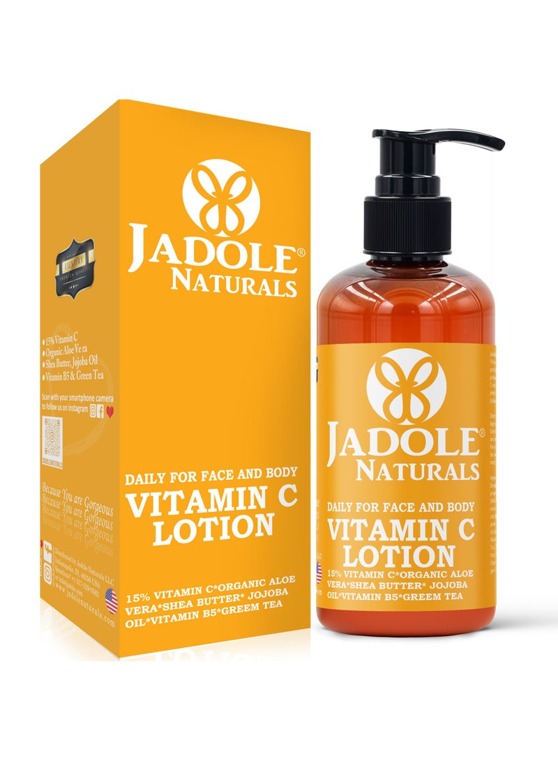 Jadole Naturals Vitamin C Face & Body Lotion 237ml, Intense Hydration, Enhances Skin Tone & Texture - Image 1