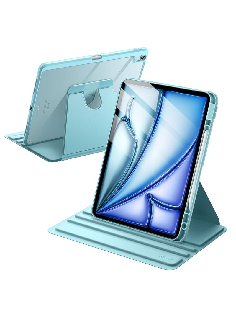 Rock Pow Rotating Cover Case for iPad Pro 11 inch M4 (2024) A2836,A2837,A3006 with Pencil Holder, 360 Degree Rotation Protective Stand Cover Clear Back, Auto Wake/Sleep For 2024 Pro 11 inch M4 Case - Image 1