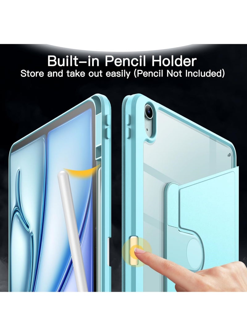 Rock Pow Rotating Cover Case for iPad Pro 11 inch M4 (2024) A2836,A2837,A3006 with Pencil Holder, 360 Degree Rotation Protective Stand Cover Clear Back, Auto Wake/Sleep For 2024 Pro 11 inch M4 Case - Image 5