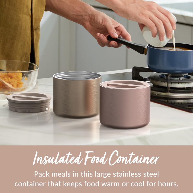 Bentgo Stainless Insulated Food Container - 2.4 Cups (19 oz), Triple-Layer Insulation, Vacuum Seal, Leak-Proof, Built-In Handle, Wide Opening, Premium Stainless Steel, for Cool/Warm Foods (Gold) - Image 2