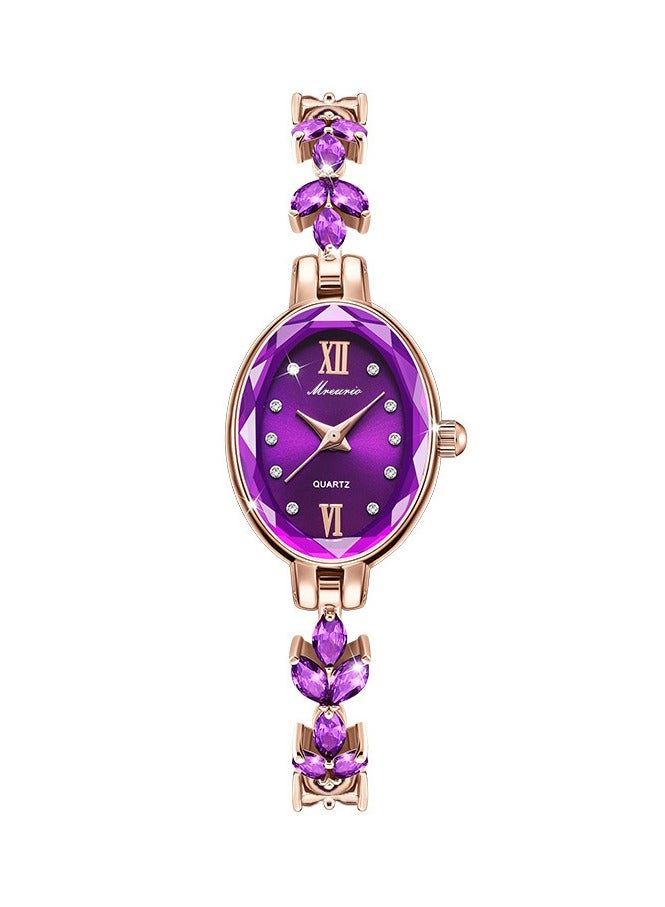 Women Oval Maple Leaf Quartz Watch Fashion Bracelet Jewelry Wristwatch