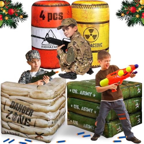 NINOSTAR Package 4 Combat Battlefield Inflatables Compatible with Nerf Laser tag Water Gun for Boys Birthday Party Activities and Decoration Premium Pack - Image 1