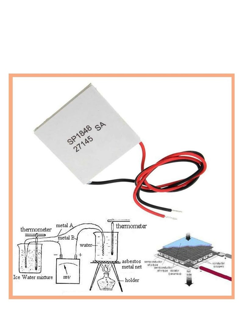 EHOME - SP1848-27145 TEG Peltier Module Thermoelectric Power Generator High Temperature Generation Element Thermoelectric Cooler Cooling Power Plate Module TEG 40x40mm 120℃ with Silicone heat sink - Image 1