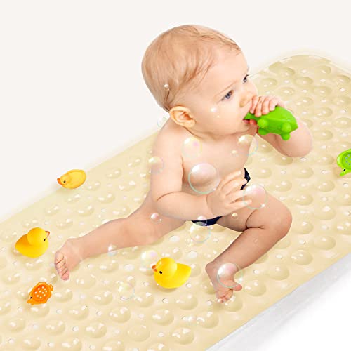 Sheepping Baby Bath Mat for Tub Non Slip Extra Long Cover Bathtub Mat for Toddler Kids 40 X 16 Inch  Eco Friendly Infant Bath Tub Mat with 200 Big Suction CupsMachine Washable Shower Mat