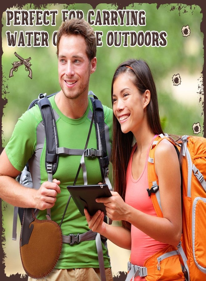 Tiangrid 2 Sets Traditional Bota Bag 500 ml Ancient Spanish Leather Water Canteen with Metal Funnel Portable Flask with Shoulder Strap Vintage Large Pouch for Travel Camping Hiking Outdoor and Costume - Image 4