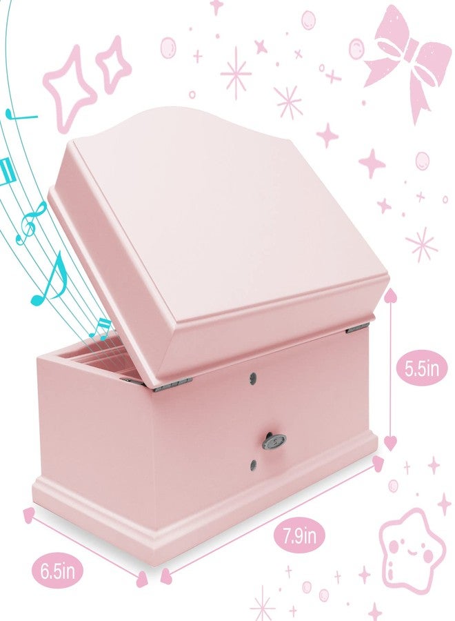 Jozen Gift Wooden Ballerina Musical Jewelry Box with Mirror&Tassel Key for Girls,Musical Keepsake Box,Kid's Jewelry Storage Music Box,Gift for holidays,New Year,Birthday and Friends- Pink, - Image 3