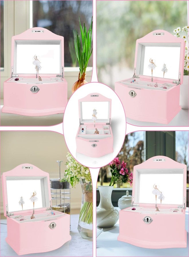Jozen Gift Wooden Ballerina Musical Jewelry Box with Mirror&Tassel Key for Girls,Musical Keepsake Box,Kid's Jewelry Storage Music Box,Gift for holidays,New Year,Birthday and Friends- Pink, - Image 2