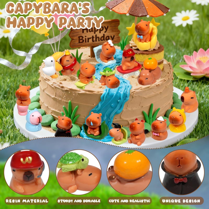 Exasinine 26pcs Miniature Capybara Figurines Mini Resin Capybara for DIY Fairy Garden Decoration Moss Landscape Home House Birthday Party Decorations - Image 3