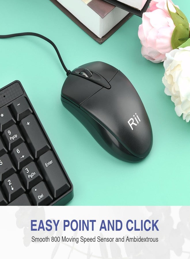 Rii Basic Keyboard and Mouse, RK203 Ultra Full Size Slim USB Basic Wired Mouse and Keyboard Combo Set with Number Pad for Computer,Laptop,PC,Notebook,Windows and School Work(1 Pack) - Image 5