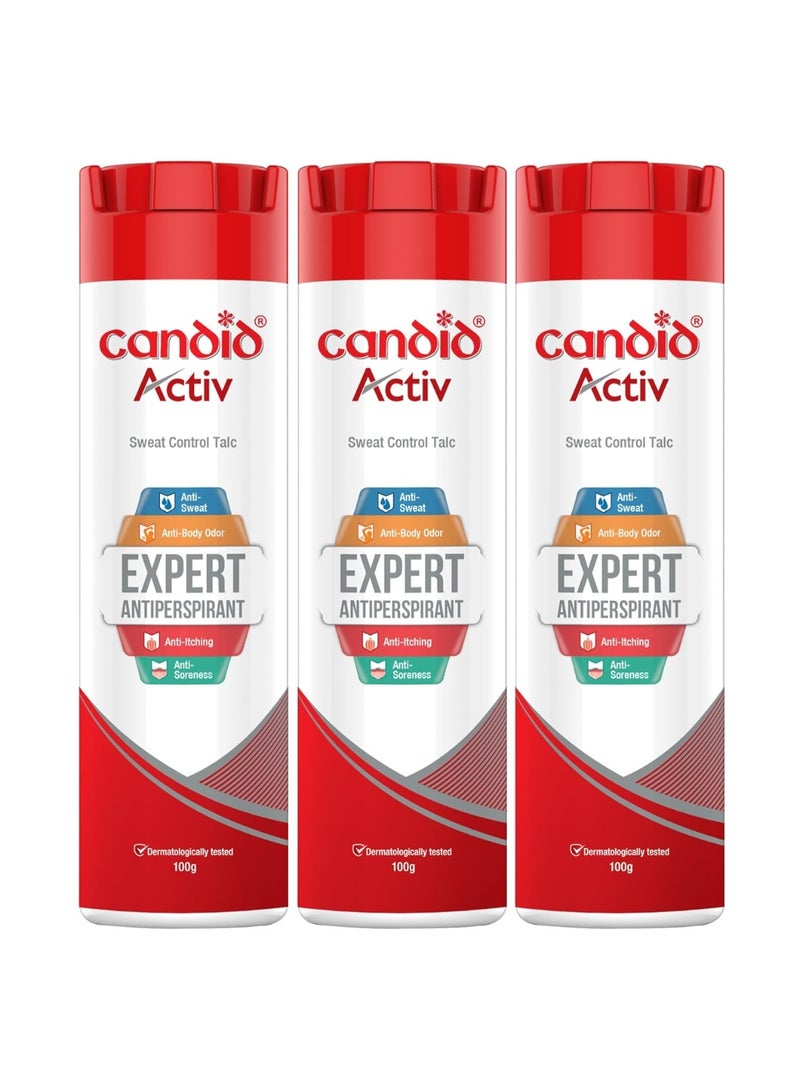 Candid Activ Sweat Control Talc Pack Of 100 G Powder 3 Piece White - Image 1