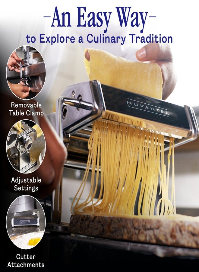 Nuvantee Pasta Maker with 7 Adjustable Thickness Settings - 2 in 1 Noodle Maker with Rollers and Cutter, Make Spaghetti, Fettuccini, Lasagna, & More - Image 5