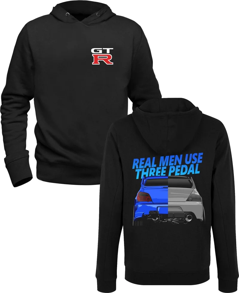 الفا تيشيرت Car Gtr Man Printed Black Front Back Printed Sweatshirt