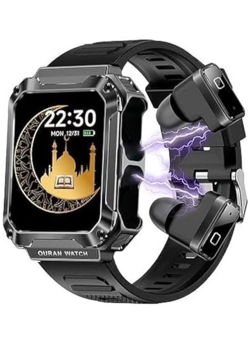 Haino Teko Watch Buds ST-4 Quran Watch & Earbuds Combo | Full Quran (114 Chapters), 5 Times Prayer Times, 4GB MP3 Speaker, Bluetooth Earbuds, Stylish Design, Ideal for Daily Use, iPhone & Android Compatible  - Image 1