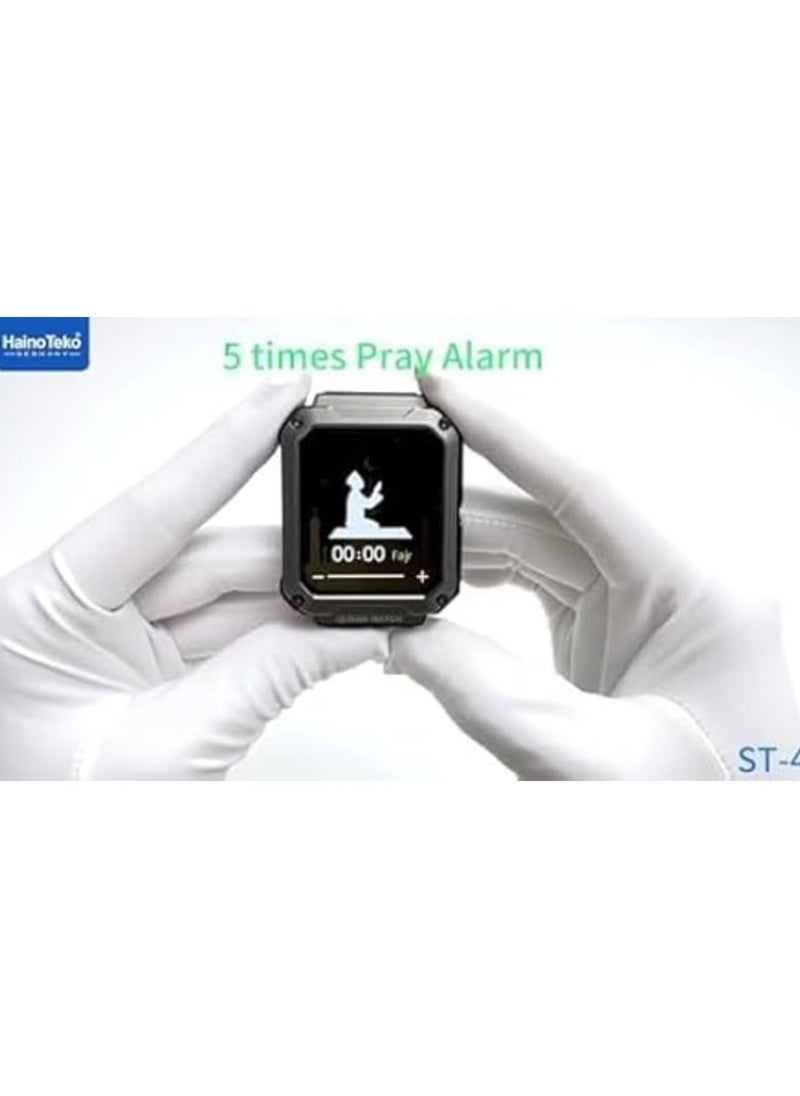 Haino Teko Watch Buds ST-4 Quran Watch & Earbuds Combo | Full Quran (114 Chapters), 5 Times Prayer Times, 4GB MP3 Speaker, Bluetooth Earbuds, Stylish Design, Ideal for Daily Use, iPhone & Android Compatible  - Image 4