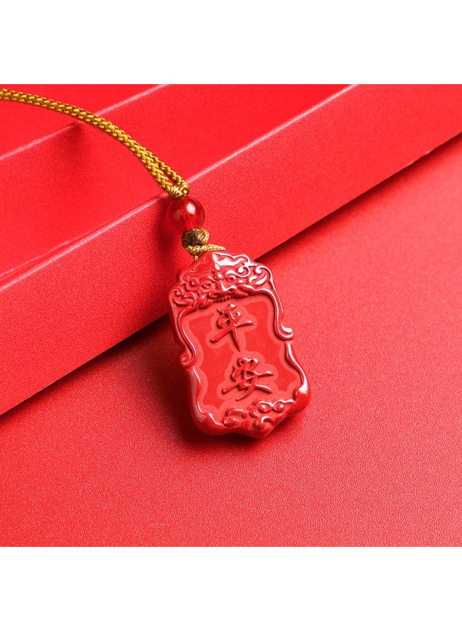 Genuine High-content Cinnabar Imperial Sand Six-syllable Mantra Heart Sutra Worry-free Plaque Premium Necklace - Image 3
