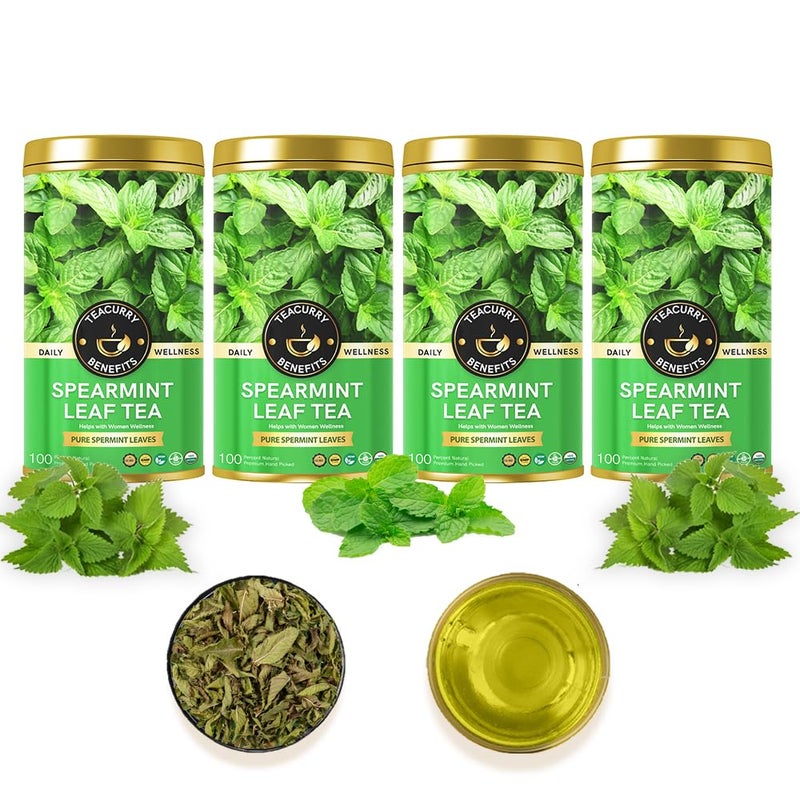 TEACURRY Spearmint Tea - For PCOS, PCOD, Hormonal Balance, Acne, Pimples & Unwanted Facial Hair (200 Gms) - Image 1