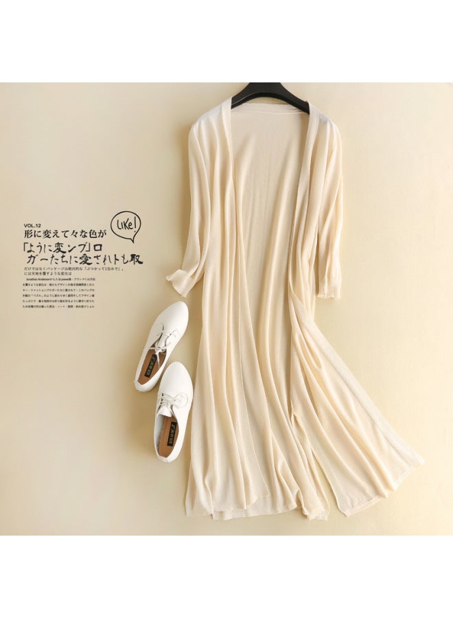 Song Feng Ya Sun-protective Clothing Cardigan W En's Mid-length Summer Thin Ice Silk Knitted Air-conditioning Shirt Loose Korean-style Shawl Outer Wear - Image 1