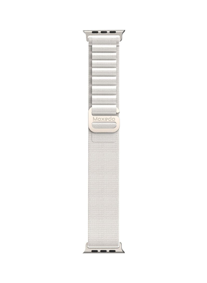 Moxedo Alpine Loop Watch Band Adjustable Sports Nylon Woven with Titanium G-Hook Strap Compatible with Apple Watch Band Series 8,7,6,5,4,3,2,1,SE Ultra design for 44mm,45mm,49mm (Starlight)