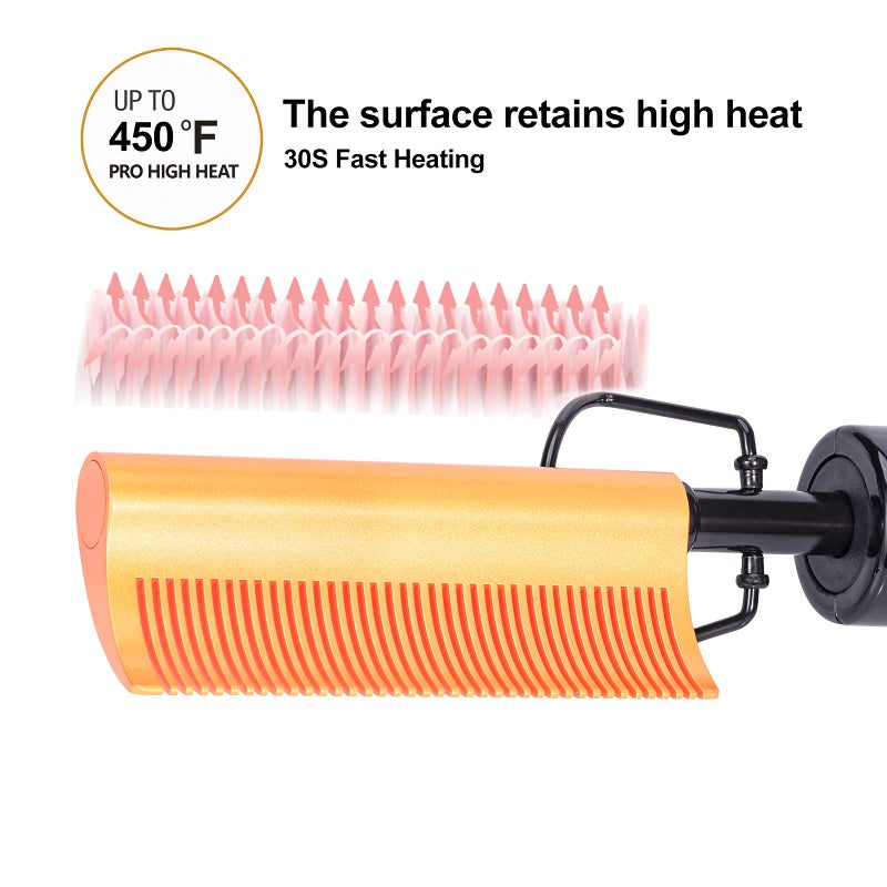 DAN Technology Curved Ceramic Hair Straightener and Heat Press Comb, 450Â°F Dual Voltage for Natural Black Hair, Portable for Travel & Home - Image 2