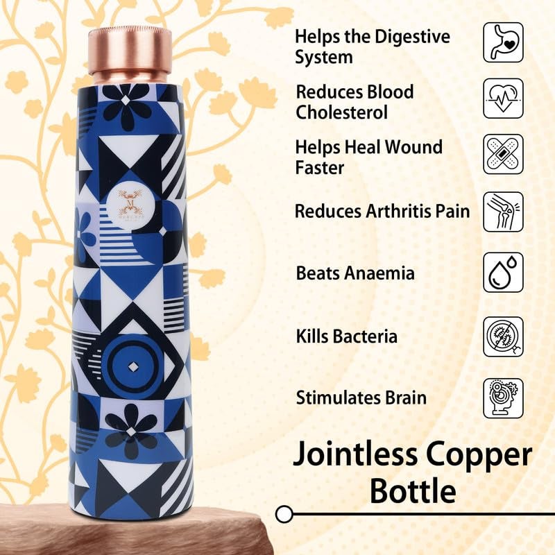 MERCAPE® MERCAPE Pure Copper Water Bottle Experience The Benefits Of Pure Copper Water Bottle-Joint Less, Leak Proof (900Ml) - Image 2