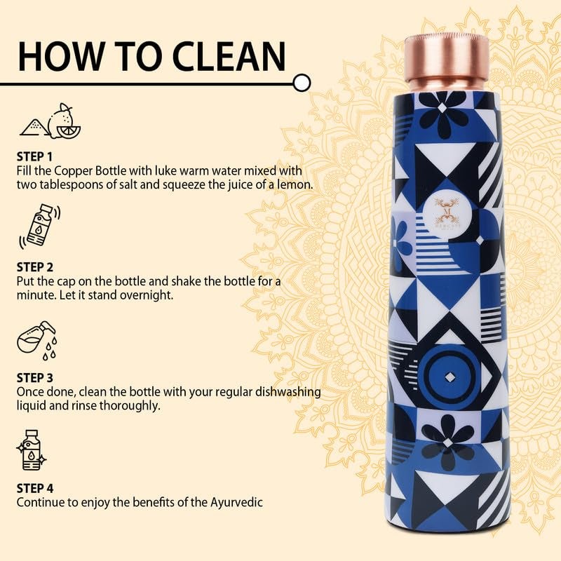 MERCAPE® MERCAPE Pure Copper Water Bottle Experience The Benefits Of Pure Copper Water Bottle-Joint Less, Leak Proof (900Ml) - Image 4