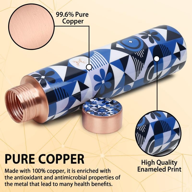 MERCAPE® MERCAPE Pure Copper Water Bottle Experience The Benefits Of Pure Copper Water Bottle-Joint Less, Leak Proof (900Ml) - Image 3