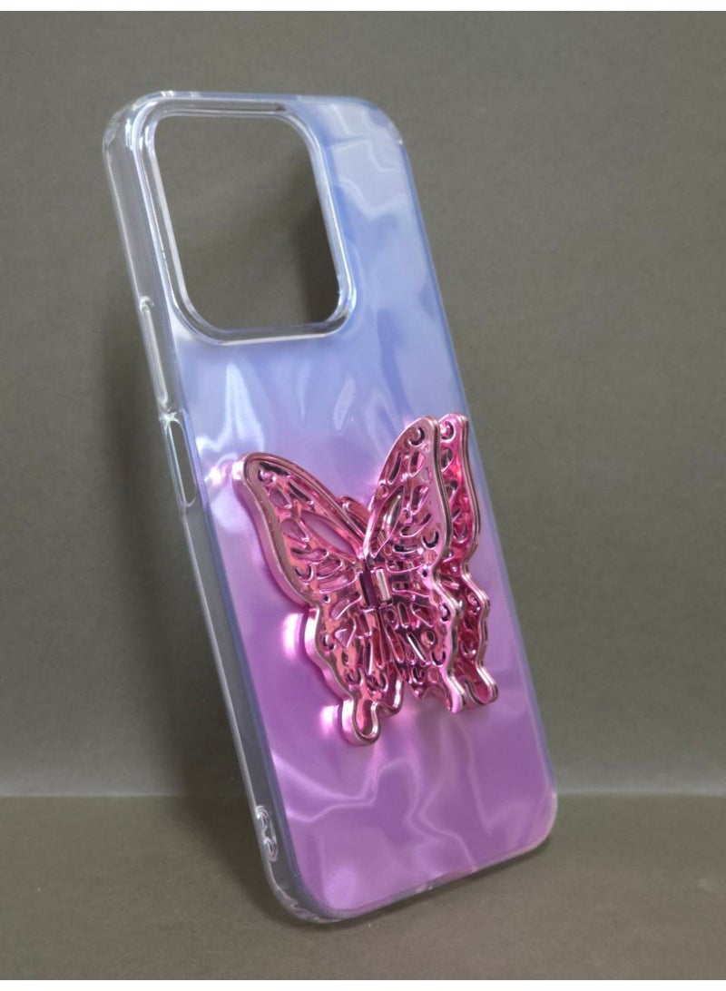 A colorful, Transparent Crystal Case Compatible With Honor X7C Shockproof And Scratch-Resistant, Featuring On Him A Butterfly Design And A Built-in Stand. A Fantastic Choice for Girls And Women. - Image 1