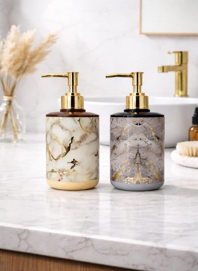 LAGET® 300ml Soap Dispenser for Wash Basin - Stone Marble Print | Kitchen and Bathroom Accessories Items | Refillable Handwash Dispenser Bottles- Set of 2 (Mix) - Image 2