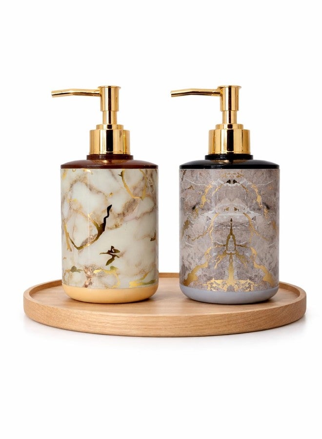 LAGET® 300ml Soap Dispenser for Wash Basin - Stone Marble Print | Kitchen and Bathroom Accessories Items | Refillable Handwash Dispenser Bottles- Set of 2 (Mix) - Image 3