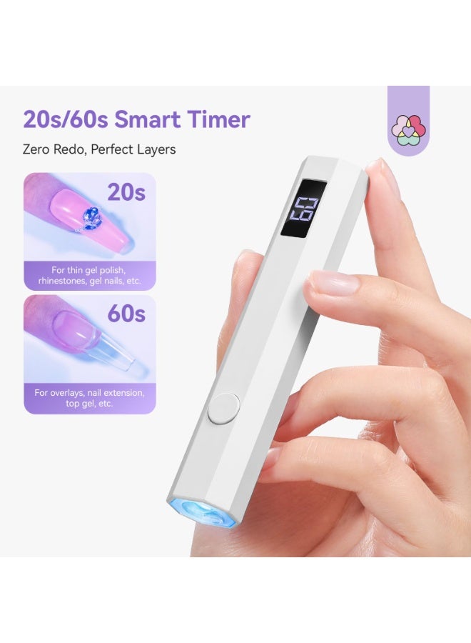 اليدين الحرة فوق البنفسجية مصباح الأظافر مع قوس: فلاش علاج المصباح مع 360 درجة الدوار العد التنازلي موقت LCD عرض 200 ماه قابل للشحن أدى مصباح الأظافر مناسبة للهلام تلميع الأظافر الراينست ديكور ديي المنزل (الأبيض) - Image 4