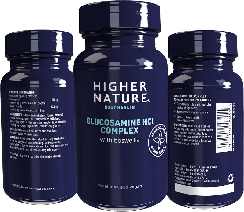 Higher Nature Glucosamine HCl Complex High Strength Support Staying Active with Boswellia Vegetarian Vegan 90 Tablets - Image 5