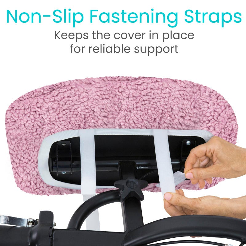 Vive Mobility Knee Scooter Pad Cover - Soft Plush Adult Sheepskin Memory Foam Cushion, Walker Accessory for Knee Roller, Padded Accessories Leg Cart Improves Comfort with Injury, Universal Fit (Pink) - Image 4