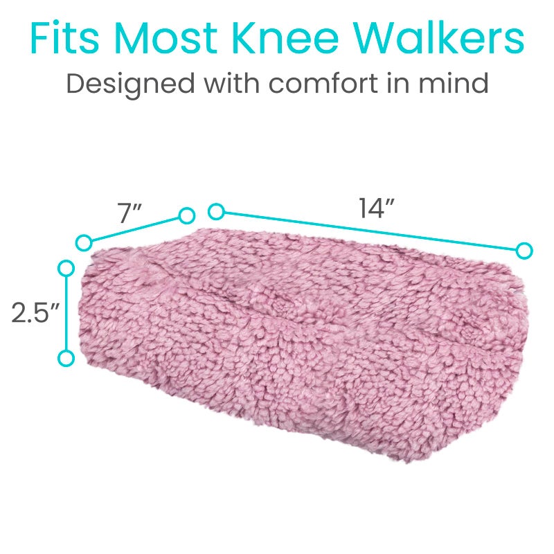 Vive Mobility Knee Scooter Pad Cover - Soft Plush Adult Sheepskin Memory Foam Cushion, Walker Accessory for Knee Roller, Padded Accessories Leg Cart Improves Comfort with Injury, Universal Fit (Pink) - Image 5