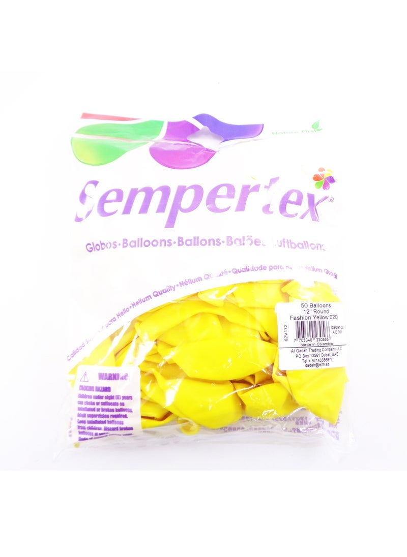 Sempertex 50 pcs,12" Round Balloons, Fashion Yellow - Image 2