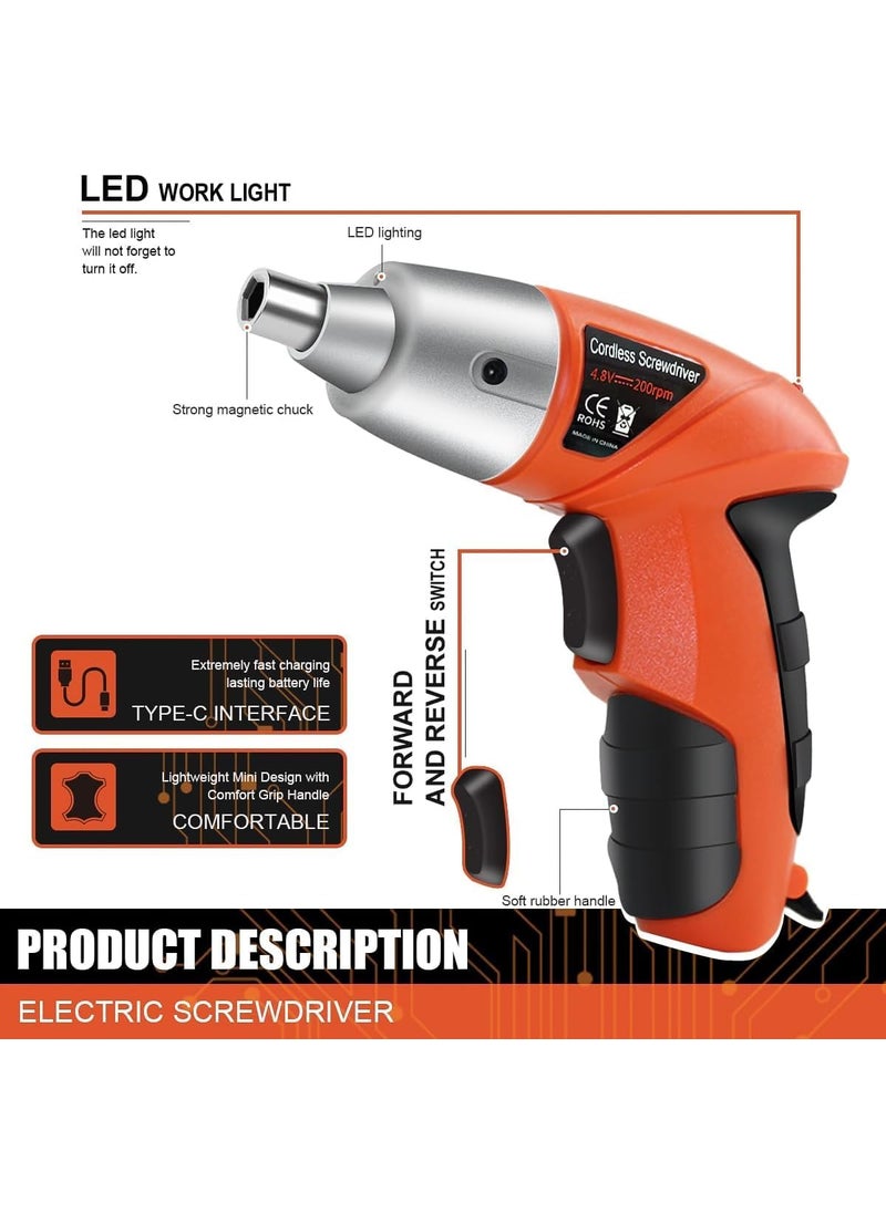PAGALY PAGALY Cordless Drill Machine with Bits Holder with LED Light 45 in 1 Screwdriver Drill Machine Reverse And Forward Cordless Rechargeable Screwdriver Tools Kit for Home Office  - Image 4