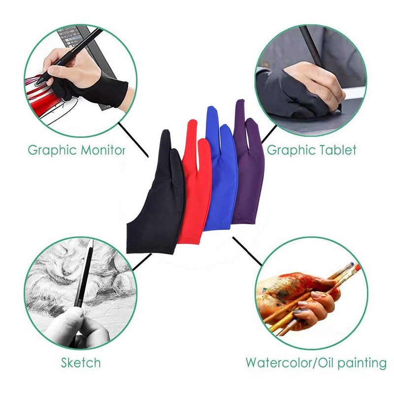 Gzingen 5 Pieces Artist Glove for Drawing Tablet, Two-Finger Tablet Drawing Gloves, Digital Artist Gloves for Graphics Pen Drawing Tablet Monitor Painting, Suitable for Right and Left Hand - Image 5