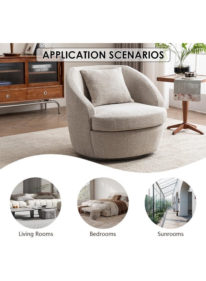 Zayn comforts Modern Swivel Accent Chair â€“ Upholstered Wide-Seat Barrel Chair with 360Â° Rotation, Ideal for Living Room and Bedroom Reading Sofa (Oatmeal) - Image 5