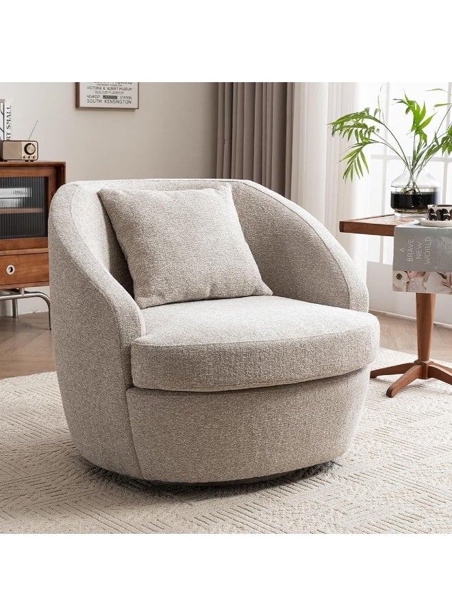 Zayn comforts Modern Swivel Accent Chair â€“ Upholstered Wide-Seat Barrel Chair with 360Â° Rotation, Ideal for Living Room and Bedroom Reading Sofa (Oatmeal) - Image 1