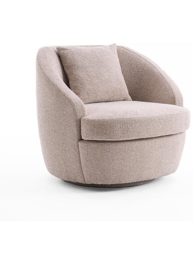 Zayn comforts Modern Swivel Accent Chair â€“ Upholstered Wide-Seat Barrel Chair with 360Â° Rotation, Ideal for Living Room and Bedroom Reading Sofa (Oatmeal) - Image 4