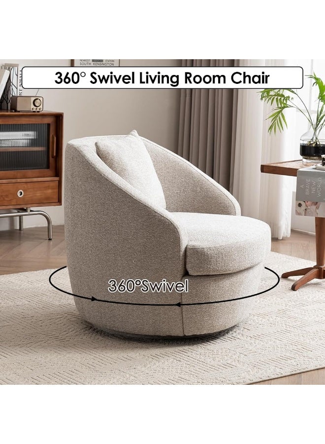 Zayn comforts Modern Swivel Accent Chair â€“ Upholstered Wide-Seat Barrel Chair with 360Â° Rotation, Ideal for Living Room and Bedroom Reading Sofa (Oatmeal) - Image 3