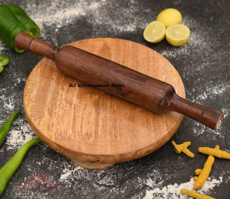 RJ kitchenware Store chakla belan for kitchen Handcrafted Sheesham Wooden Pure Rosewood Wooden Chakla Belan Rolling Pin Board /Roti Maker/ Chakla Belan/ Chapati Maker / papad chakla for Home & Kitchen Combo Set for Kitchen (Sheesham chakla Belan) - Image 1