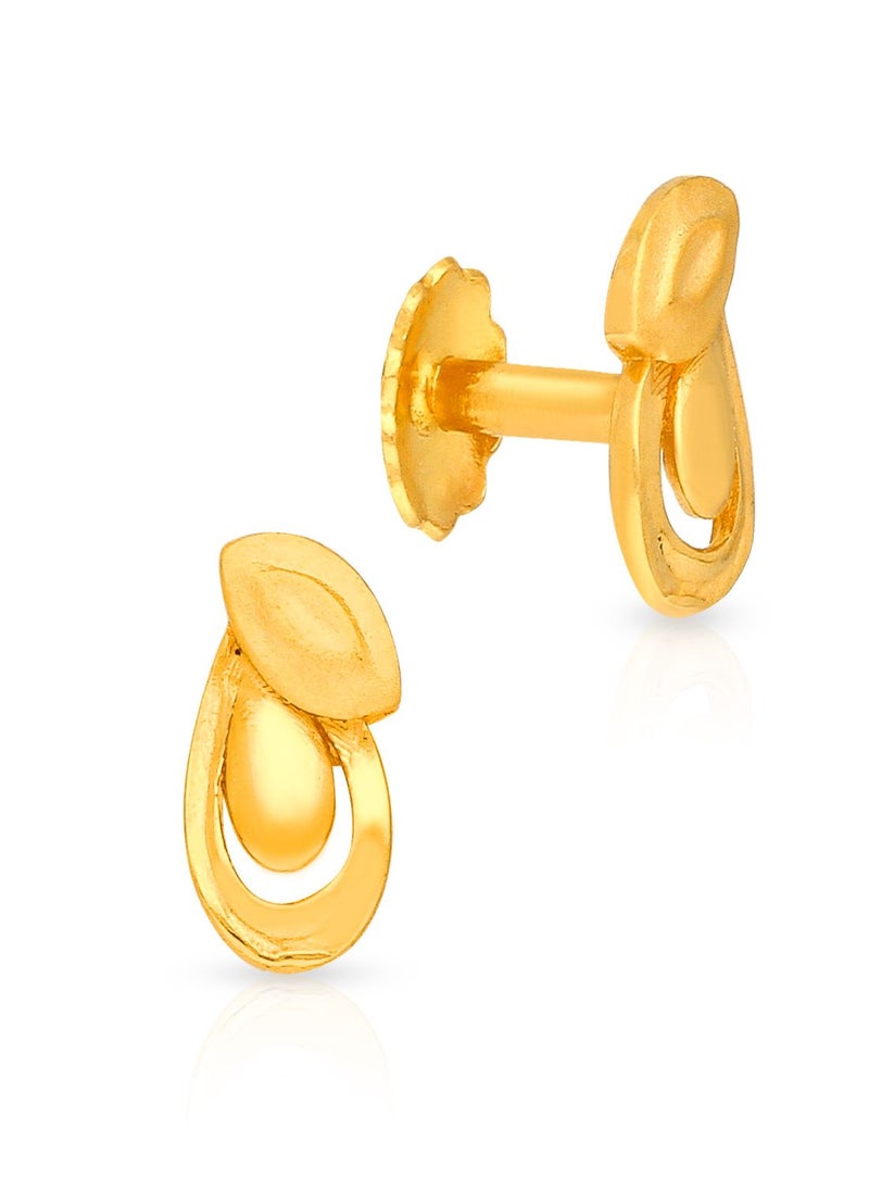 Malabar Gold and Diamonds 22k 916 Purity Gold Studs Earrings for Girls DZER389Y  - Image 1