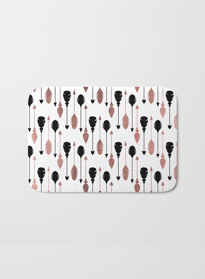 NIBEMINENT Arrow Printed Anti-Skid Doormat White/Pink/Black 40 x 60cm